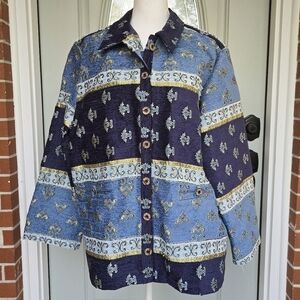 NWOT Sag Harbor Blue Chenille Tapestry Jacket